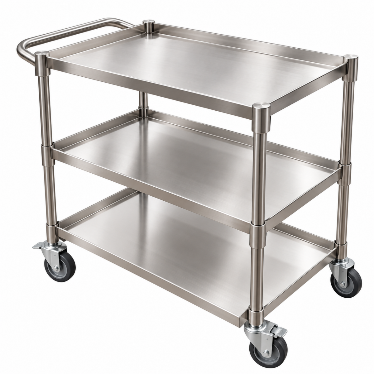 CARRO UTILITARIO CON 3 BANDEJAS FULL INOX 304