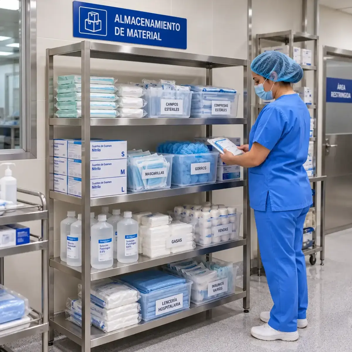 ESTANTERIA ALMACENAMIENTO ACERO INOXIDABLE 4 REPISAS LISAS