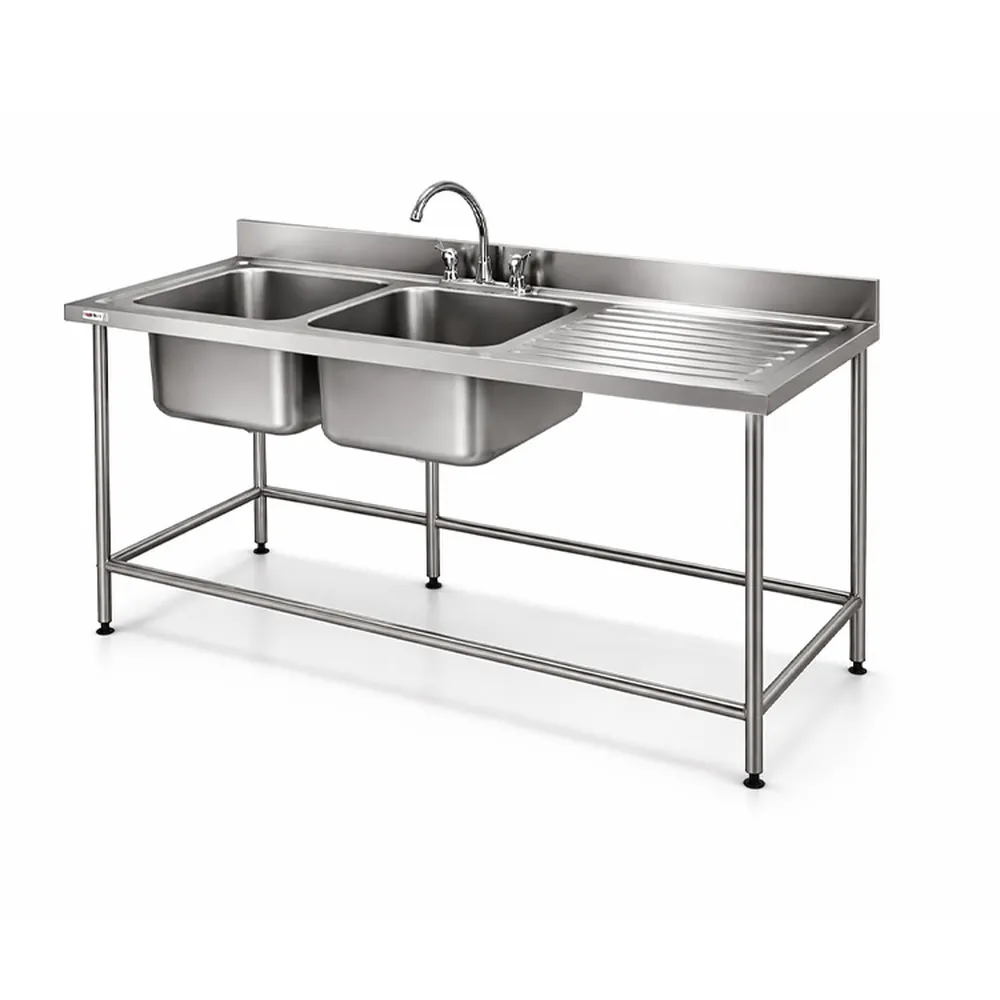LAVAFONDO 2 TAZAS SECADOR DERECHO TAZA 60x50x30 cm FULL INOX 304