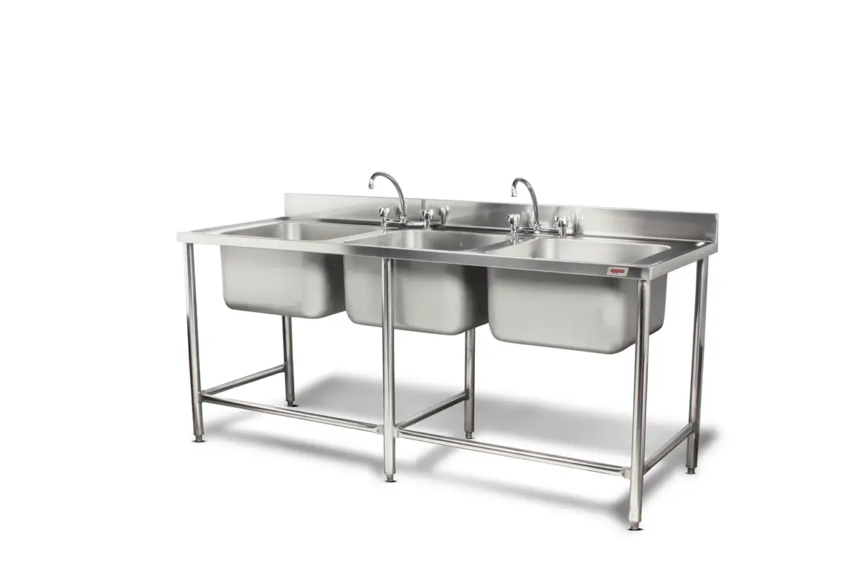 LAVAFONDO 3 TAZAS 50x50x30 cm FULL INOX 304