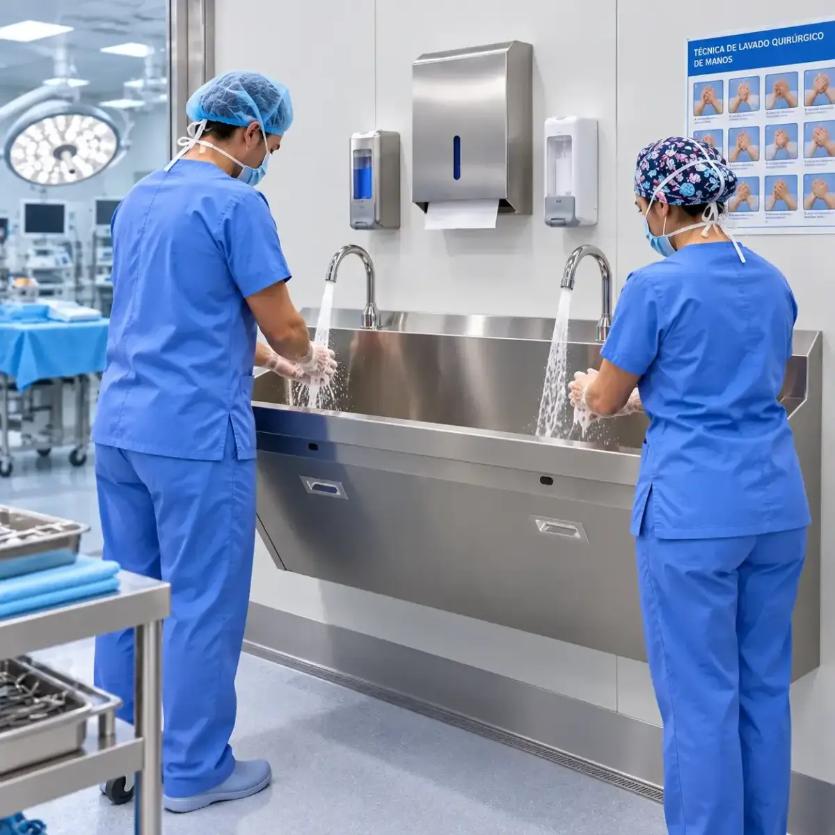 LAVAMANOS QUIRURGICO ESPECIAL CON SENSOR AL CUERPO - DOS ESTACIONES
