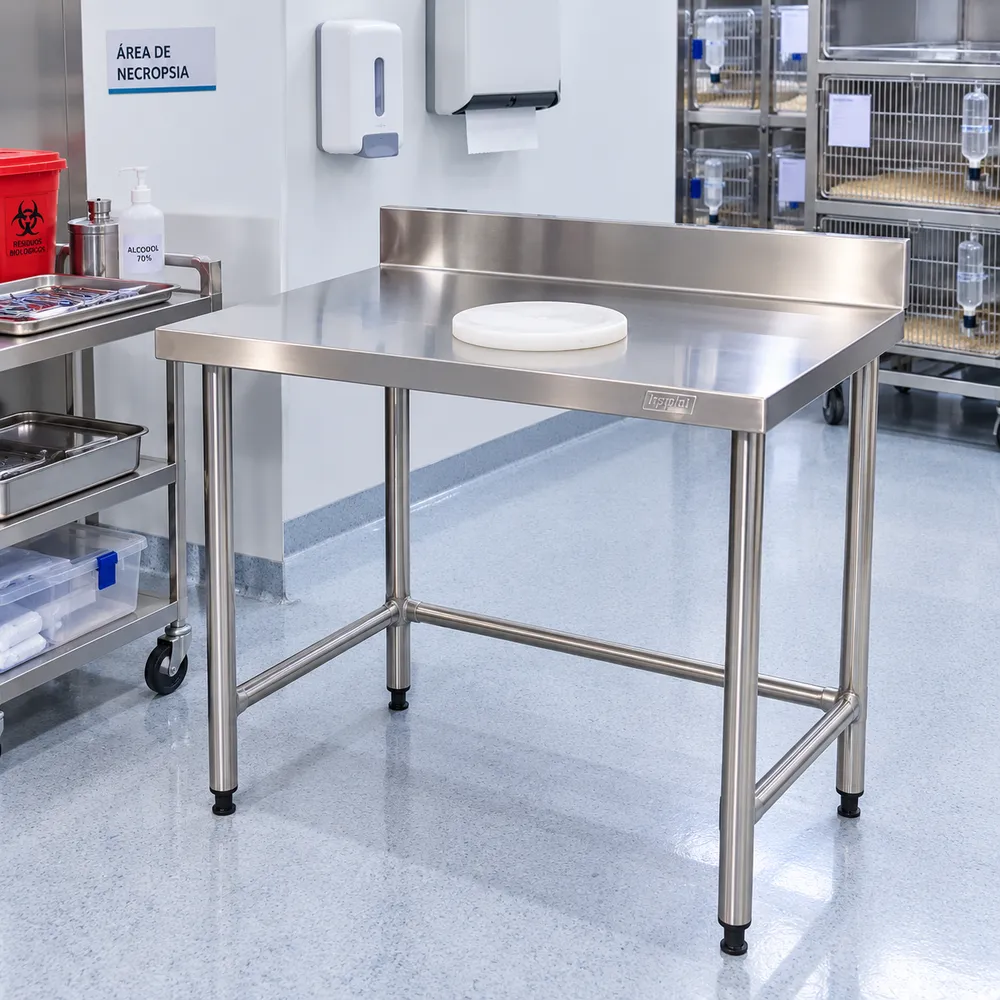 MESON DE DESCONCHE MURAL ESTRUCTURA SOLDADA EN PERFIL TUBULAR INOX 304