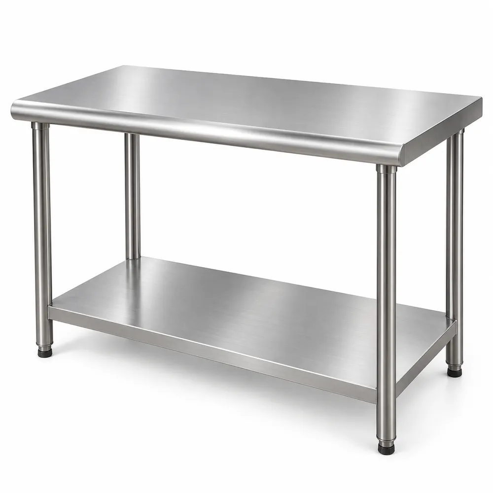 MESON DE TRABAJO CENTRAL FULL INOX 304 - ARMADO CON ESTRUCTURA SOLDADA