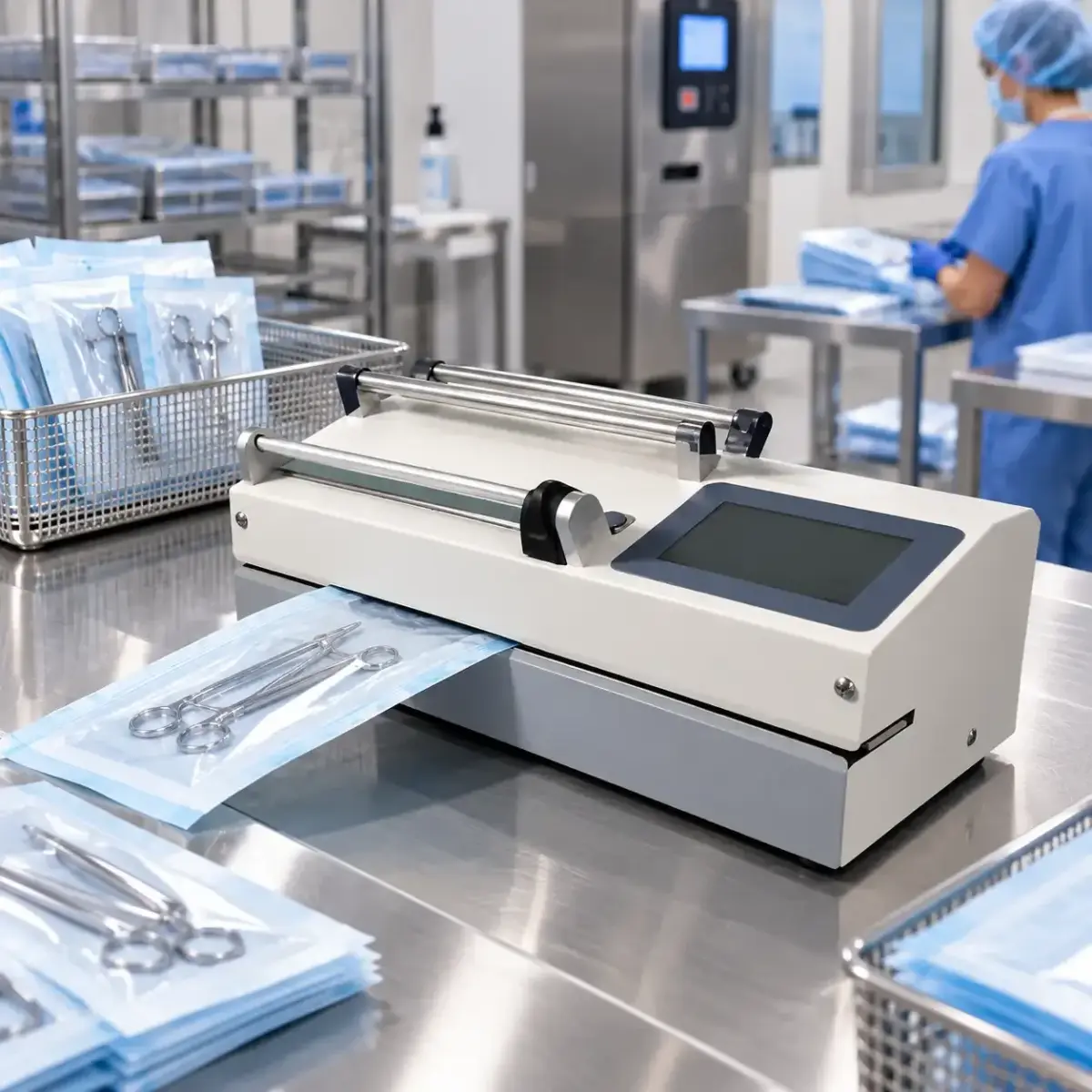 TERMOSELLADORA AUTOMATICA CON IMPRESORA Y CORTADOR MANUAL INTEGRADO